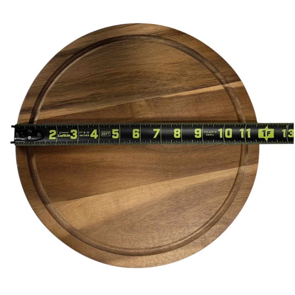Round Wood Cutting Board Cheese Serving Tray W Groove 12 inch charcuterie WP66Q1
